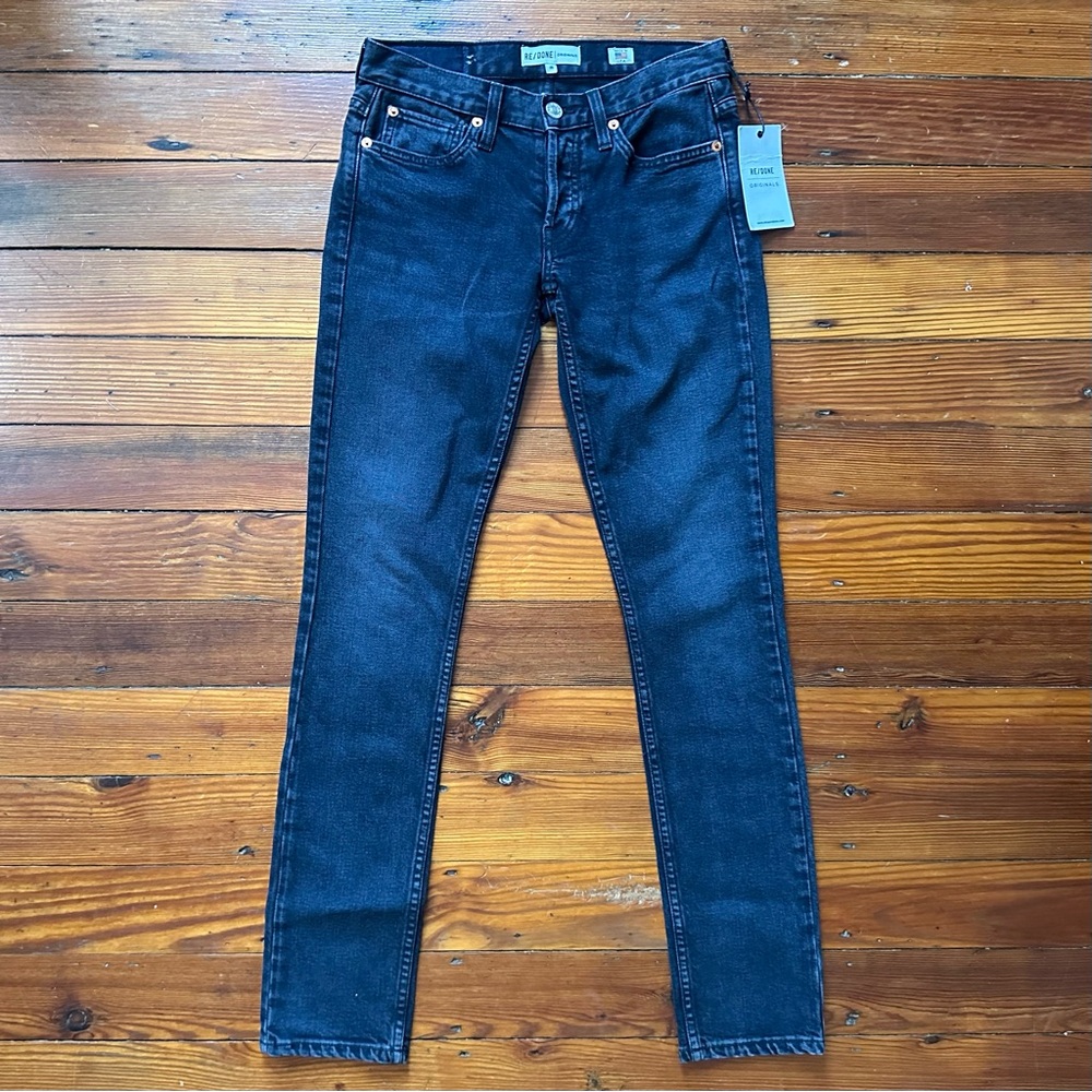 NWT Re/Done Ultra Low Rise Stack jeans in Worn Black Wash